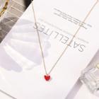 Heart Necklace Red Peach Heart Choker - One Size