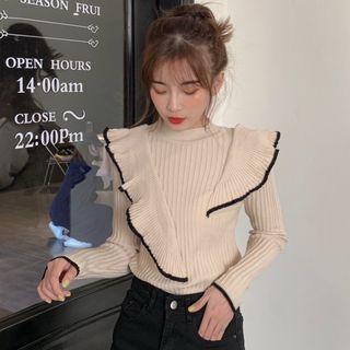 High-neck Ruffle Sweater