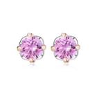 Sterling Silver Fashion Simple Geometric Pink Cubic Zirconia Stud Earrings Silver - One Size