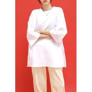 Slit-side Oversized T-shirt Ivory - One Size