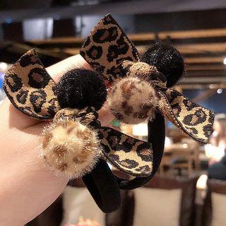 Leopard Print Bow Chenille Hair Tie