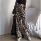 Leopard Print Wide Leg Pants
