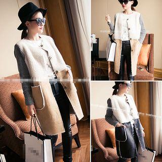 Colour Block Knit Coat
