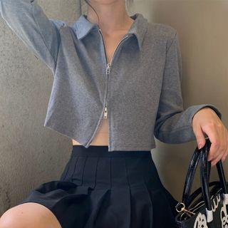 Polo Collar Zip-up Jacket