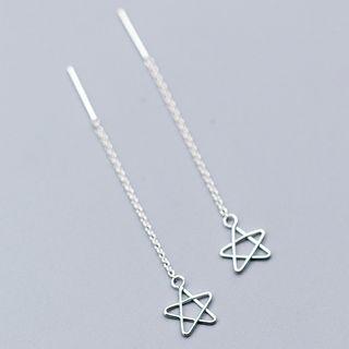 925 Sterling Silver Star Dangle Earring 1 Pair - Silver - One Size
