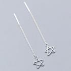 925 Sterling Silver Star Dangle Earring 1 Pair - Silver - One Size