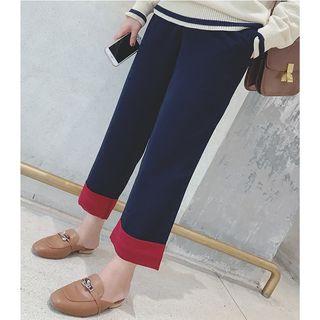 Two-tone Cropped Wide-leg Pants