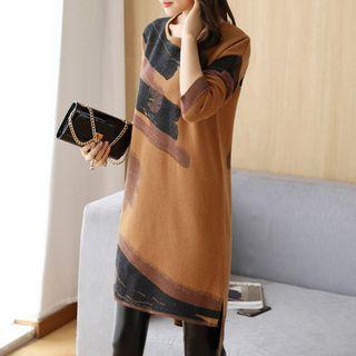 Printed Sweater Dress Caramel - One Size