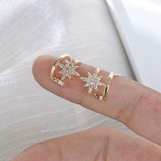 Rhinestone Star Cuff Earring 1 Pair - Gold - One Size