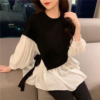 Round-neck Puff-sleeve Top As Shown In Figure - One Size
