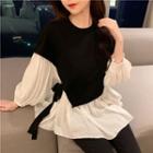 Round-neck Puff-sleeve Top As Shown In Figure - One Size