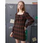 Snug Club Tie-neck Plaid Dress