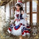 Set: Short-sleeve Lace Trim A-line Dress + Choker + Headpiece