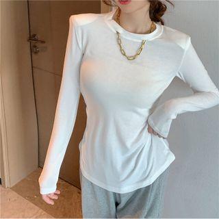 Long-sleeve Padded Shoulder T-shirt