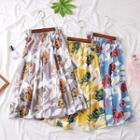 Flower-print A-line Skirt