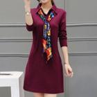 Long-sleeve Tie Neck Polo Dress
