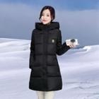 Applique Buttoned Hooded Padded Coat