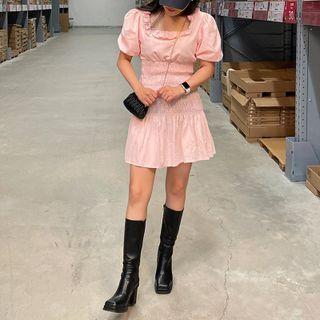 Frill-neck Smock Minidress