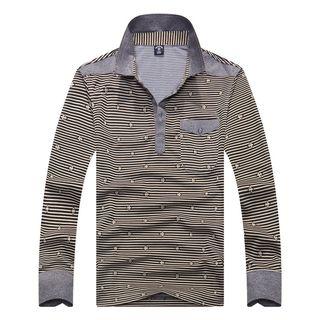 Pattern Long Sleeve Polo Shirt