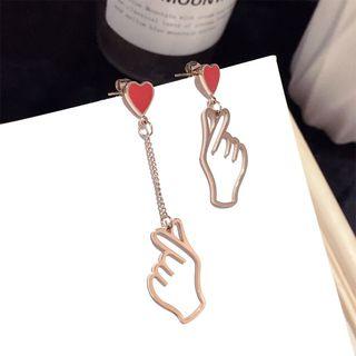 Hand Gesture Ear Stud 1 Pair - Gold - One Size