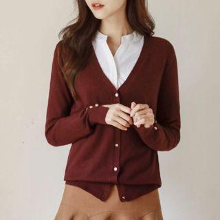 Slit-cuff Colored Cardigan