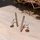 Faux Pearl Rhinestone Earring 1 Pair - White & Gold - One Size