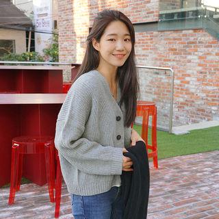 Chunky V-neck Wool Blend Cardigan