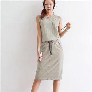 Sleeveless Drawstring Dress As Shown In Figure - One Size