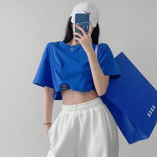 Labeled Loose-fit Crop T-shirt