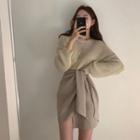 Oversize Sweater / Irregular Hem Mini Skirt