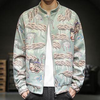 Tiger Print Bomber Jacket