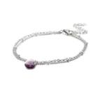 Simple And Fashion Geometric Purple Cubic Zirconia 316l Stainless Steel Double-layer Bracelet Silver - One Size