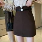 Woolen Mini Fitted Skirt