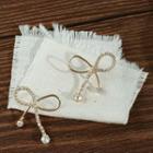 Sterling Silver Rhinestone Ribbon Stud Earring 1 Pair - A-586 - Gold - One Size