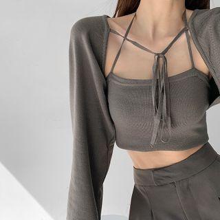 Set: Details Knit Halter Top + Tie Cape Top