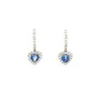 18k White Gold Earrings With Sapphire & Diamonds One Size