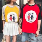 Couple Matching Short-sleeve Cartoon Print T-shirt