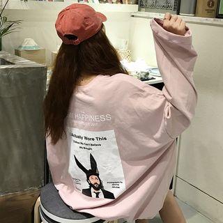 Print Back Drop Shoulder Pullover