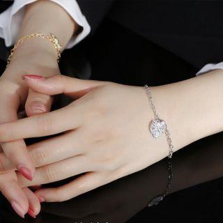 Leaf Pendant Sterling Silver Bracelet