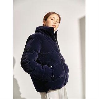 High-neck Velvet Padded Jacket