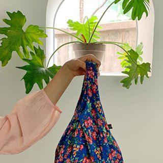 Pleated Floral Shopper Bag