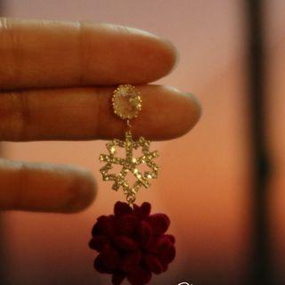 Flower Velvet Dangle Earring