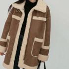 Lapel Fleece-lined Plain Jacket
