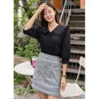 Frilled-collar Button-detail Blouse