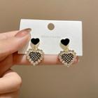 Heart Rhinestone Alloy Dangle Earring E5082 - 1 Pair - Gold - One Size