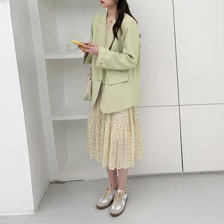 Plain Oversize Blazer Green - One Size