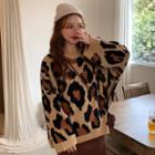 Leopard-print Sweater As Shown In Figure - One Size