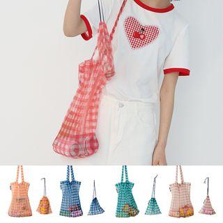 Mesh Plaid Shopper Bag