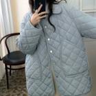 Long-sleeve Plain Quilted Padded Jacket