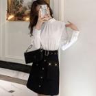 Long-sleeve Blouse / Mini A-line Skirt